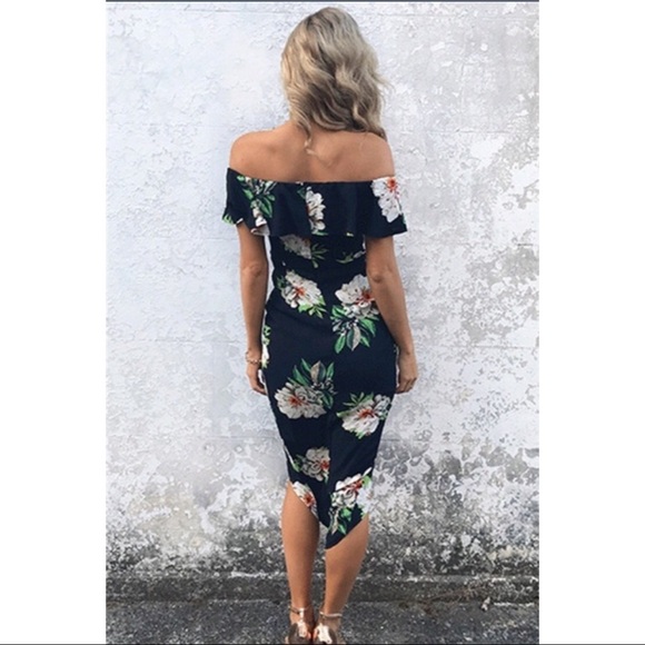 NWT white floral off the shoulder midi dress - Picture 2 of 4