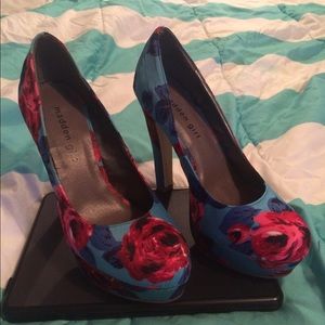 Pink and blue Floral heels