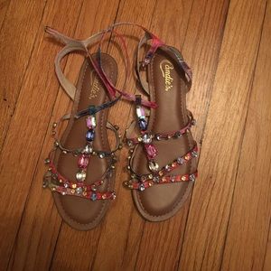 Multicolored jeweled sandals