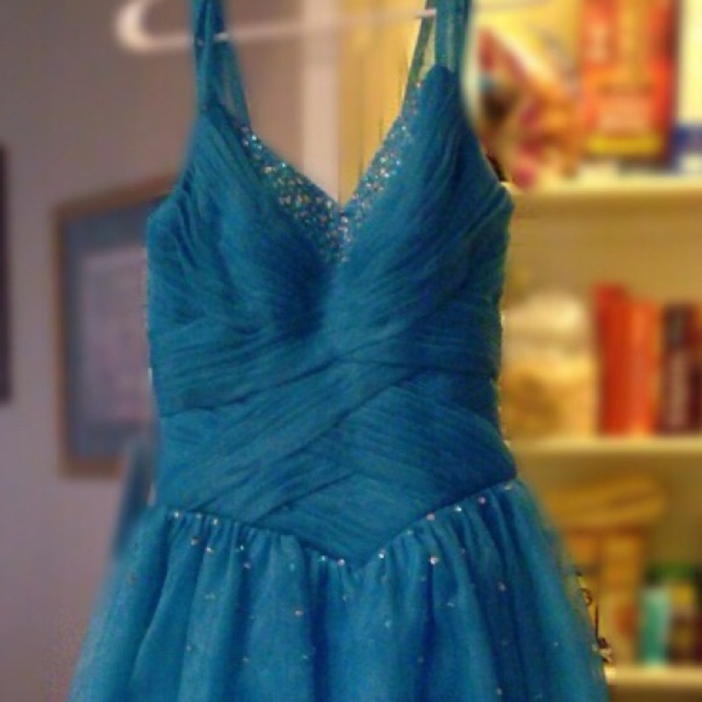 Ballroom pool color prom dress
