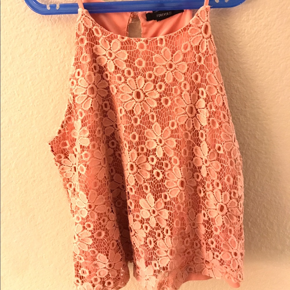 Pink floral halter top