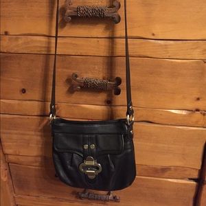 B. Makowsky Black Leather cross body bag