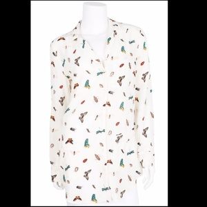 Equipment ivory & multi-color bug print button up
