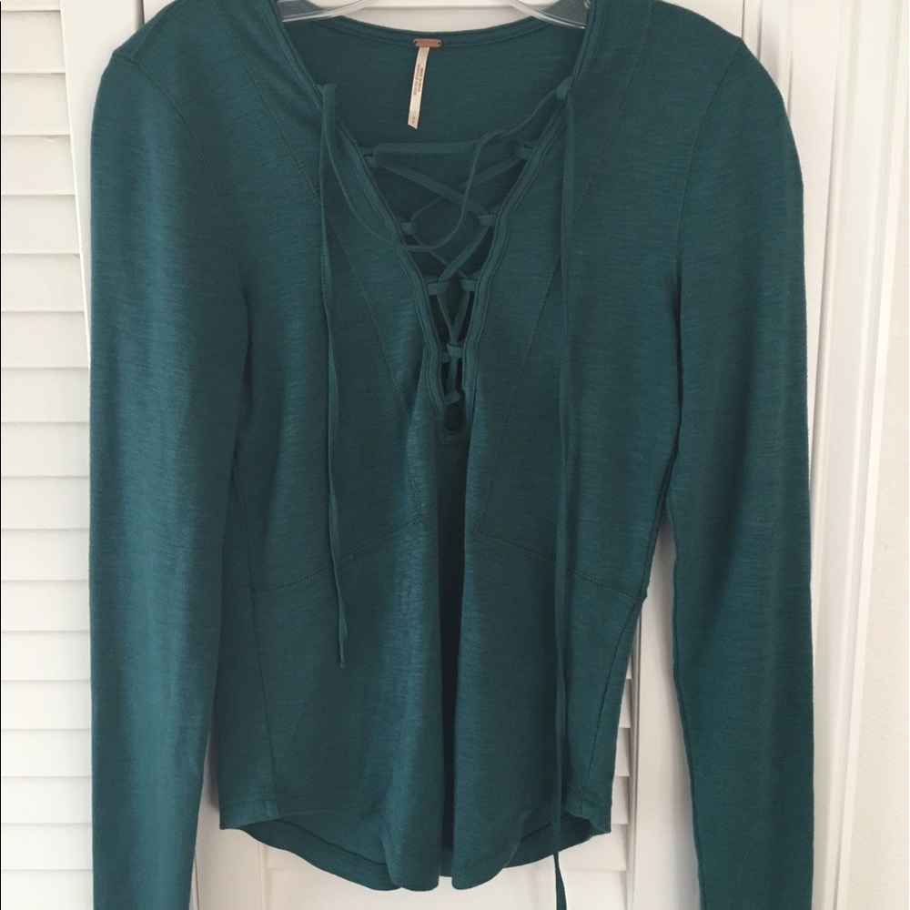Dark green Free People cross top