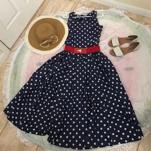 Vintage polka dot white and blue dress