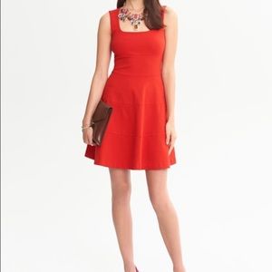 Banana republic red flare paneled cotton dress