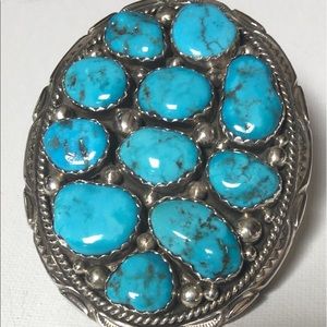 Hand made Native American turquoise belt buckle