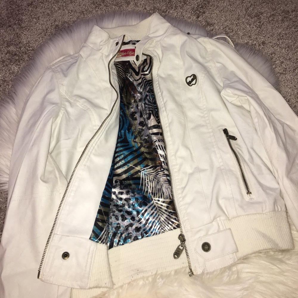 Apple Bottom white leather jacket