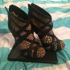 Leopard print booty heels