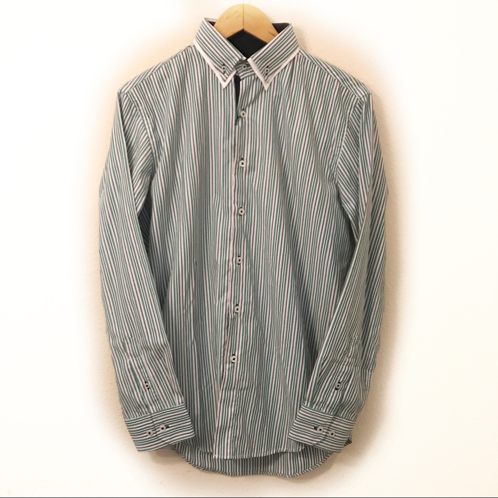 NEW Men's BLU/GRN Aldo Conti Italia Dress Shirt
