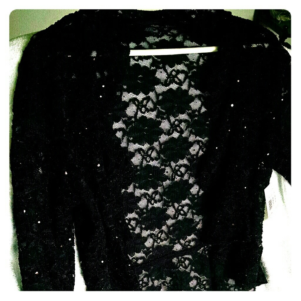 SPARKLY black sequin lace cover up shrug