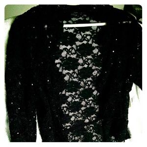 SPARKLY black sequin lace cover up shrug