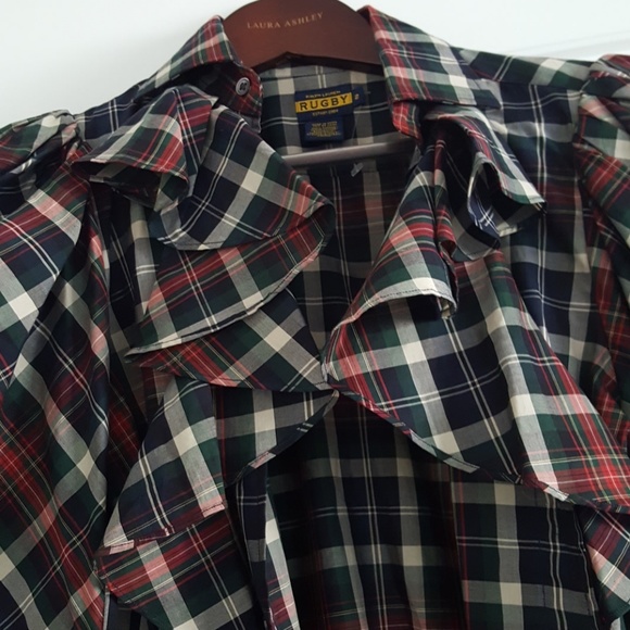 Ralph Lauren Tops Ralph Lauren Rugby Plaid Ruffle Puffy Sleeve Shirt