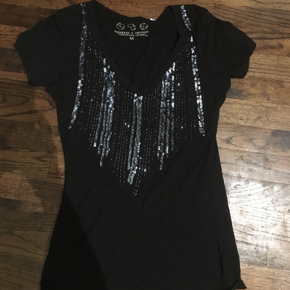 black sequined tee shirt