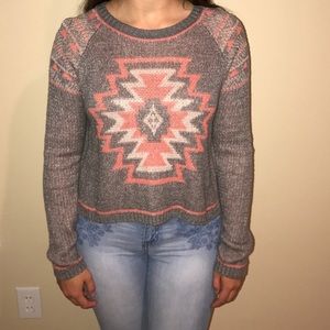 Pink & Grey Aztec Pattern Sweater