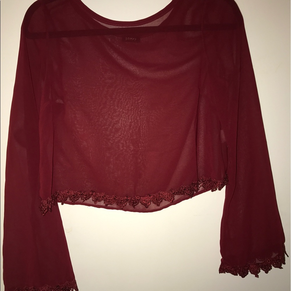 Red long sleeve crop top
