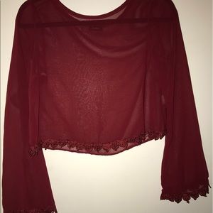 Red long sleeve crop top