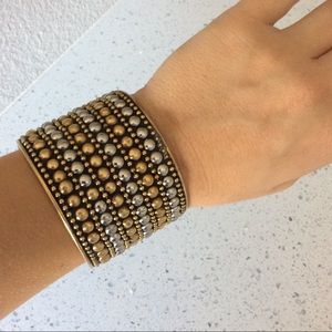 Handmade brass wide bracelet