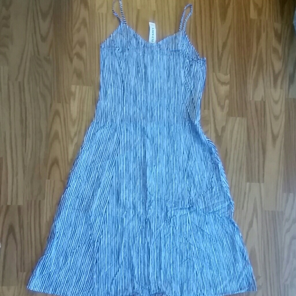 Striped Smock-back Midi Cami Dress
