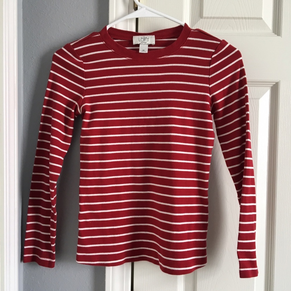 Ann Taylor Loft Red and White Striped Top