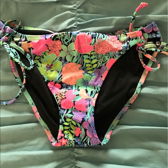 SOLD - VS Swim Floral Neon Bikini Bottom NWOT - Picture 1 of 4