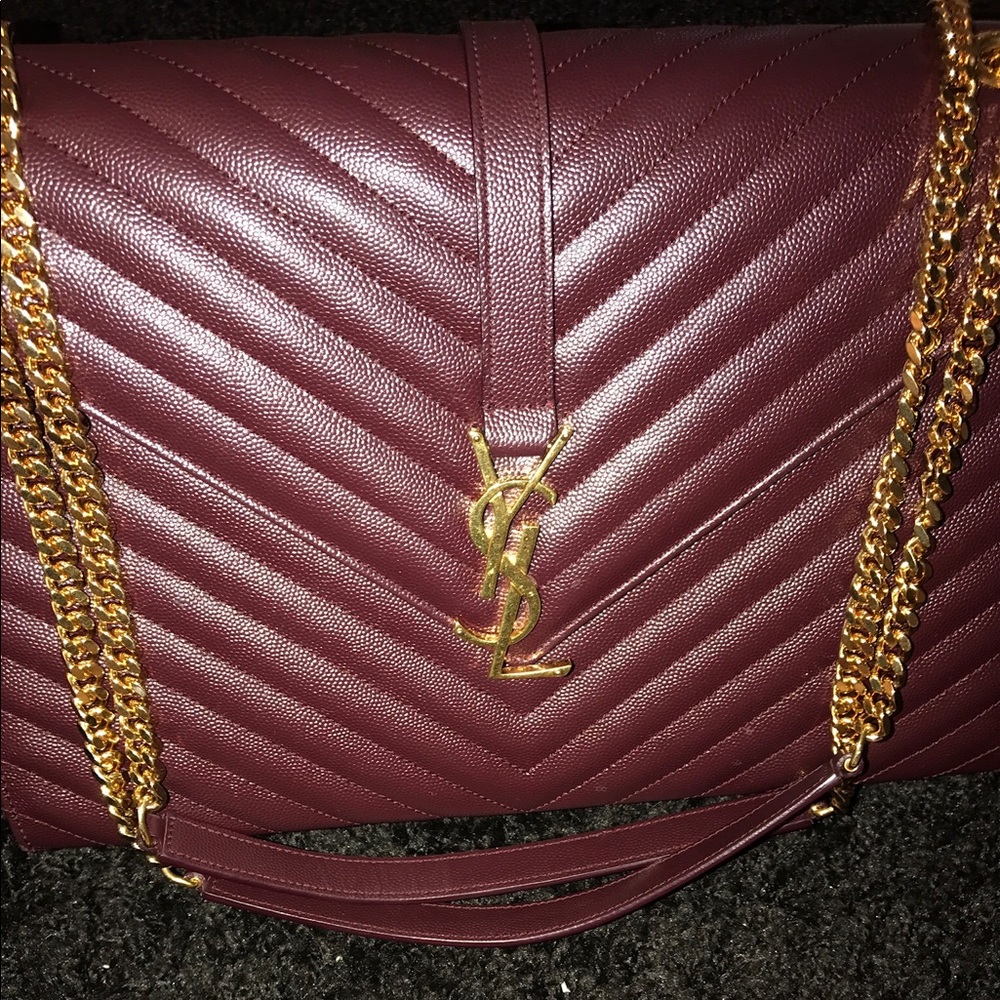 Large Monogram Burgundy YSL Shoulder Bag