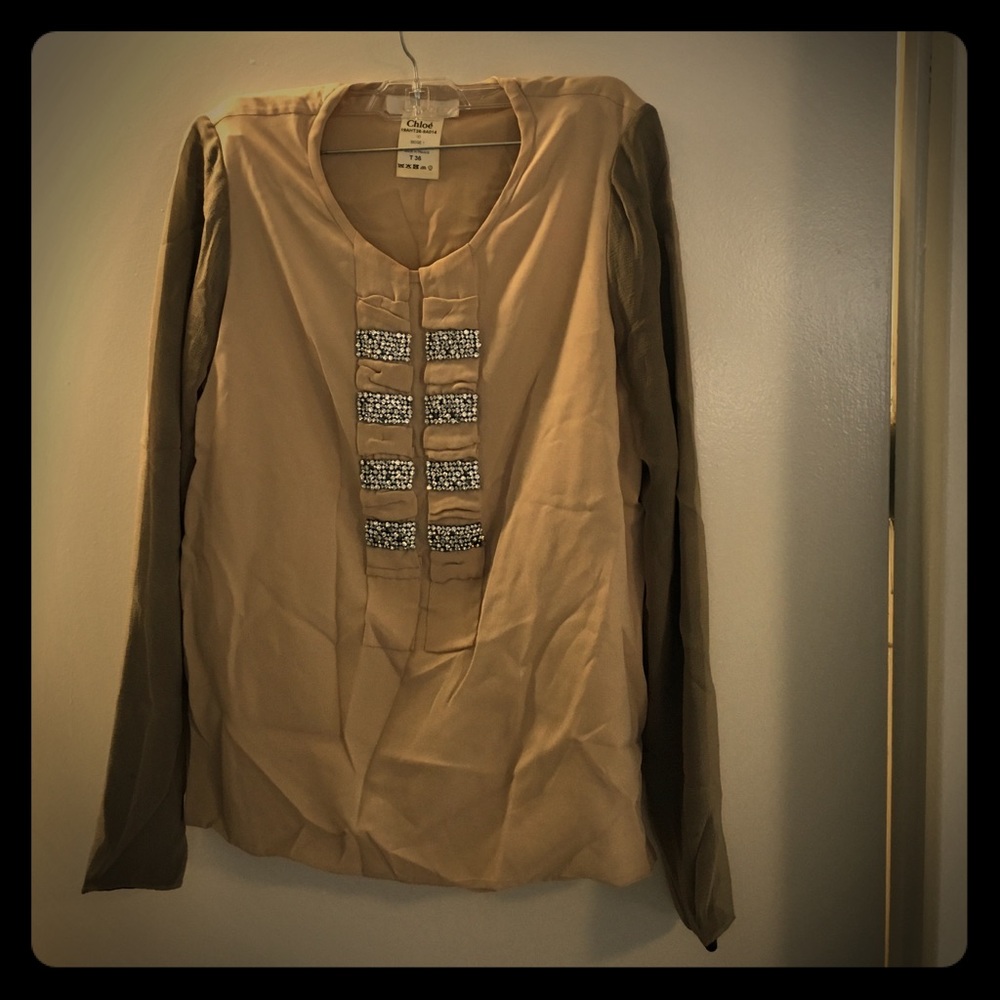 Chloe long sleeve beaded blouse