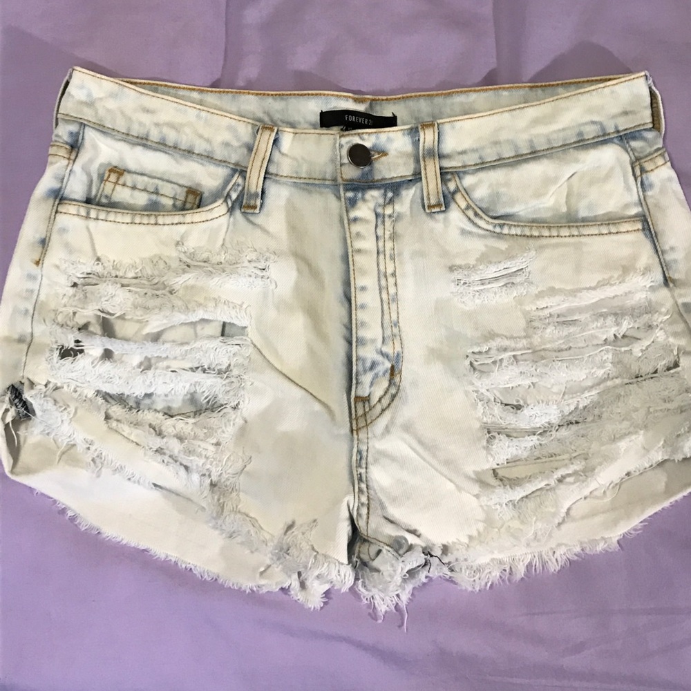 Acid wash denim shorts