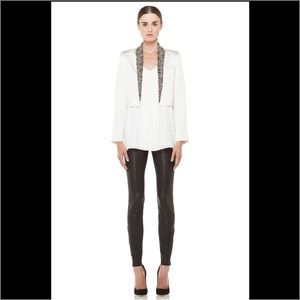HAUTE HIPPIE White Cropped Embellished Blazer