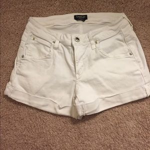 White bebe jean shorts