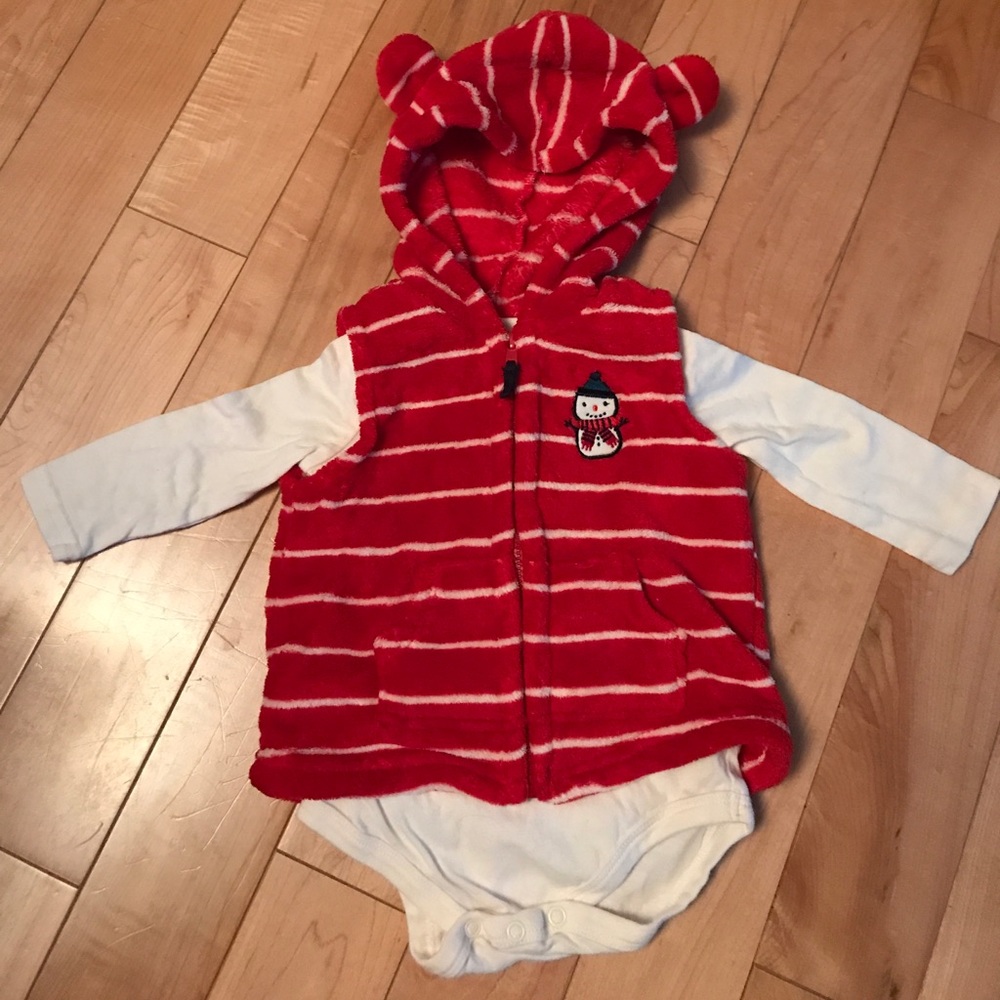 Red Vest with Long Sleeved Onesie