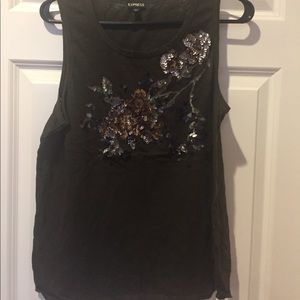 Express Olive Sequin Tank Top