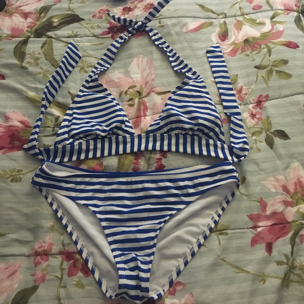 Blue and white old navy bikini