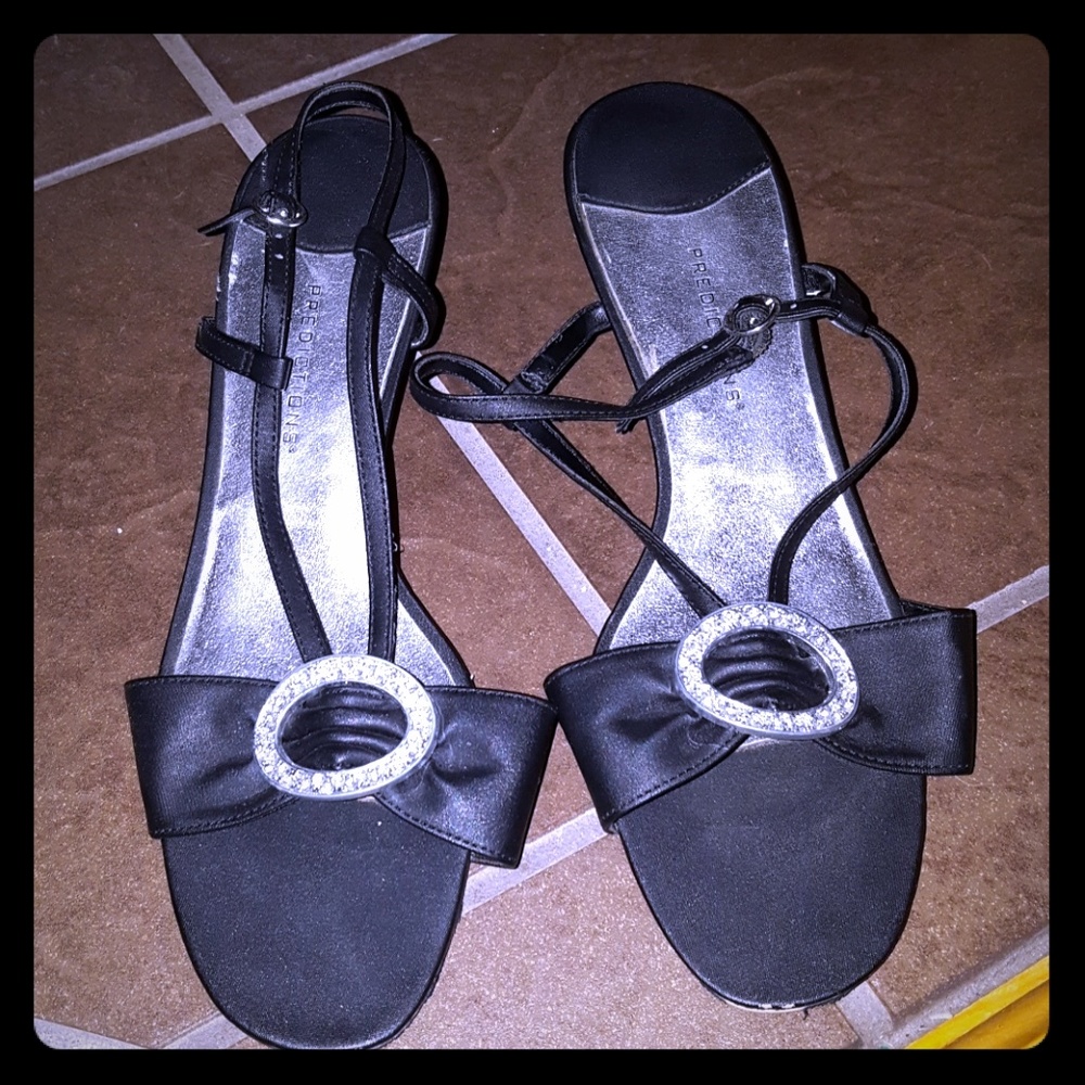 Black heels with silver embellishments