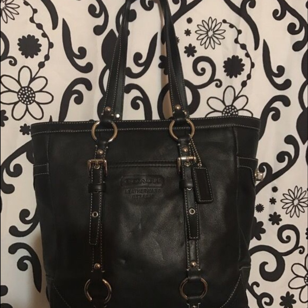 Black leather Coach bag