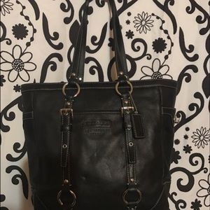 Black leather Coach bag