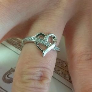 Solid Sterling Silver Accented Heart Ring