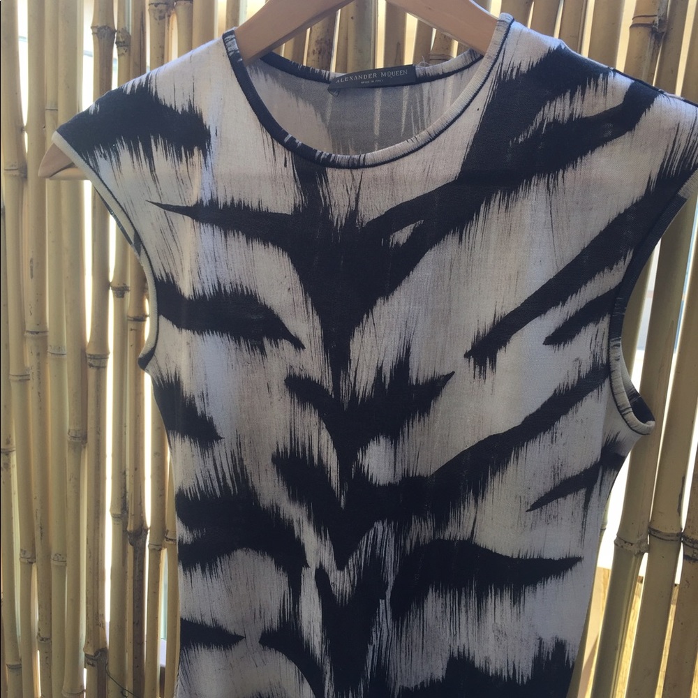 Alexander McQueen silk zebra print dress size 2