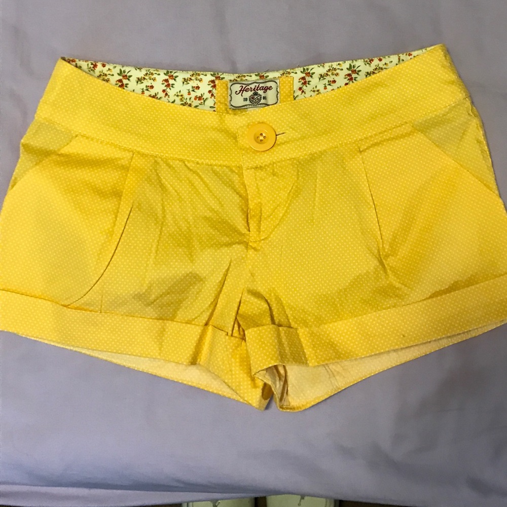 Yellow polka dot shorts