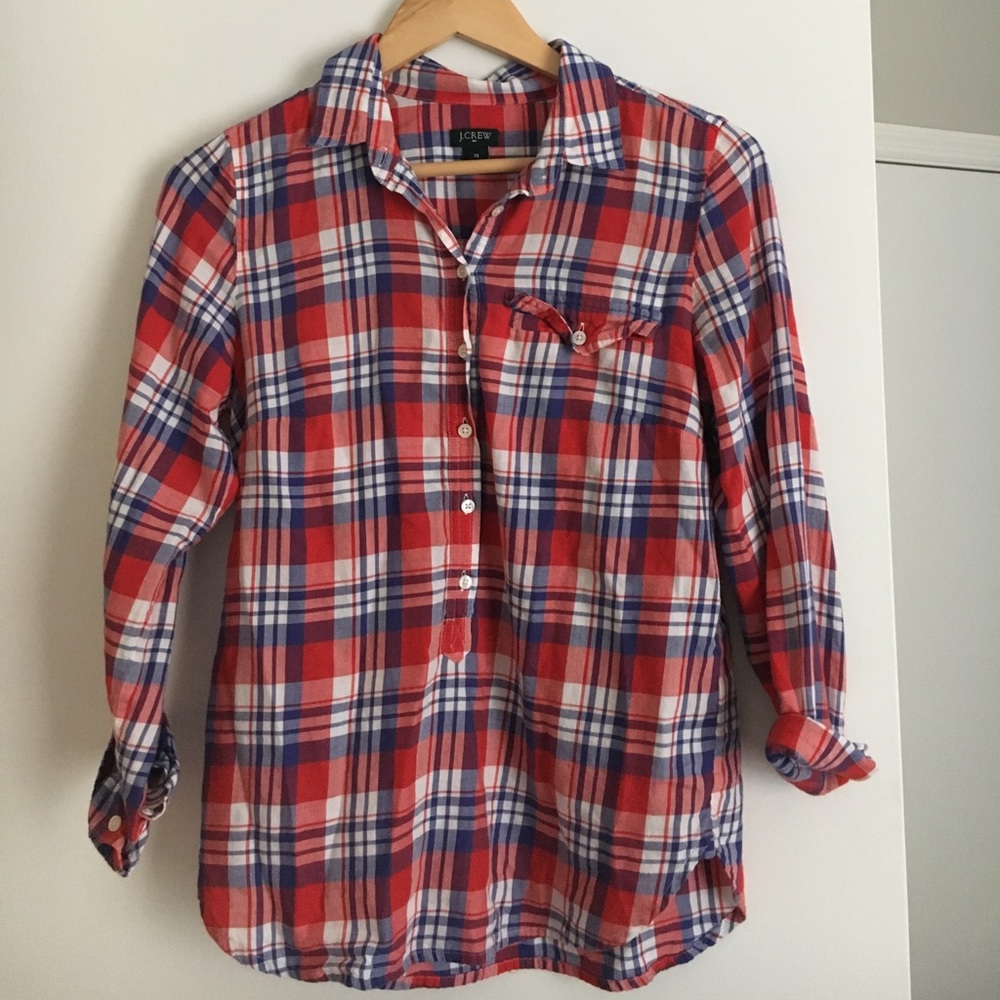 J. Crew Red White & Blue Plaid Shirt