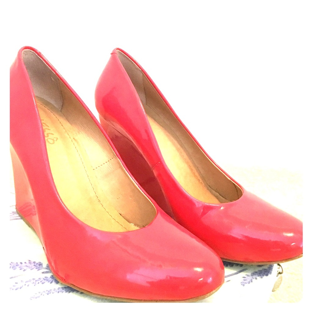 Red patent leather wedges. Perfect condition.