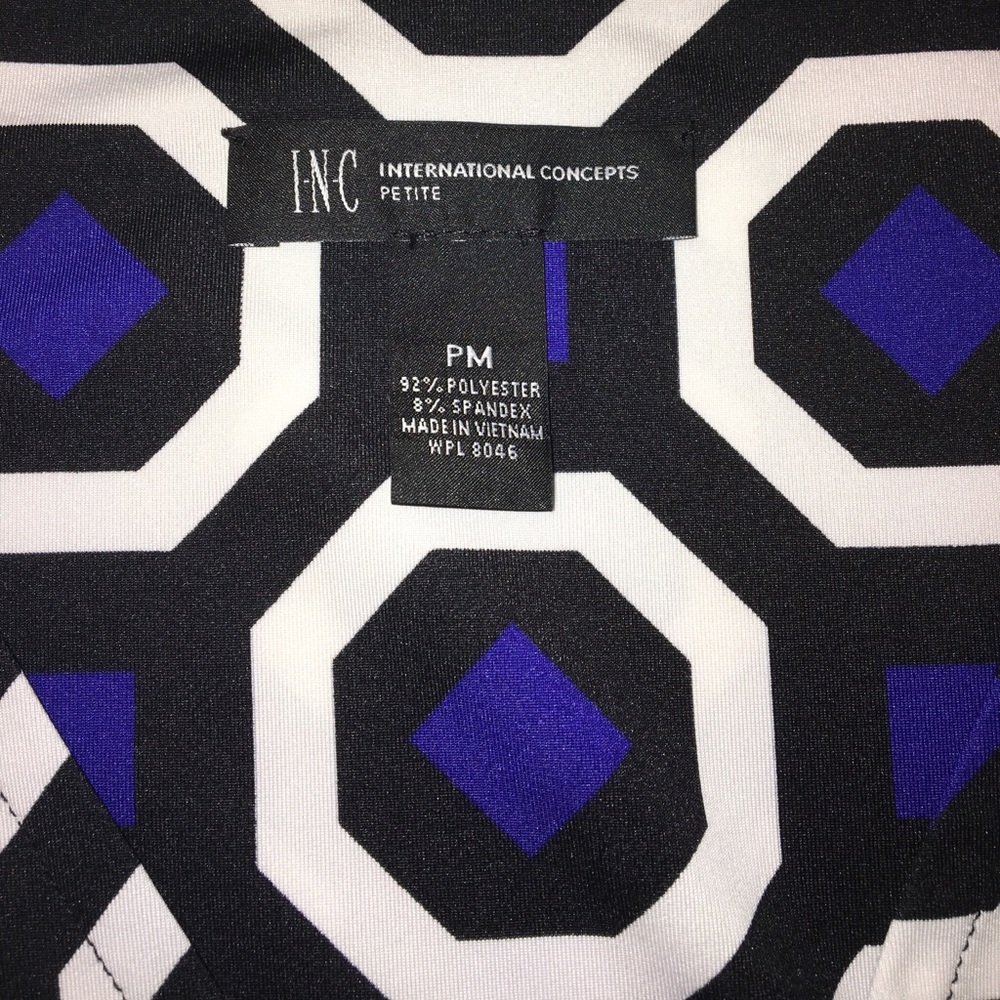 INC dress in black & royal blue geometric design - Picture 6 of 6