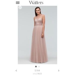 Blush bridesmaid dress designed by Watters.