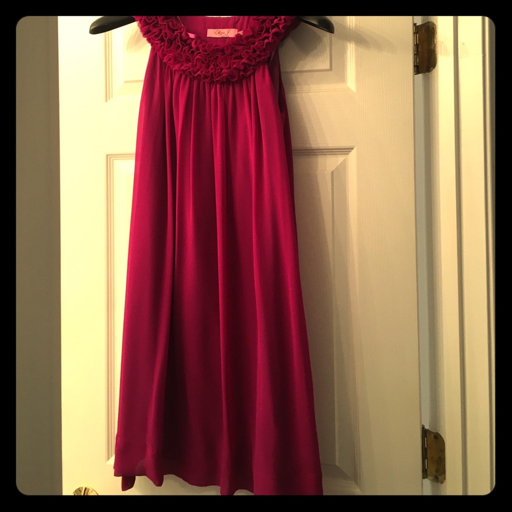Elisa J  Fuchsia dress ruffle collar MARKED DOWN!✂