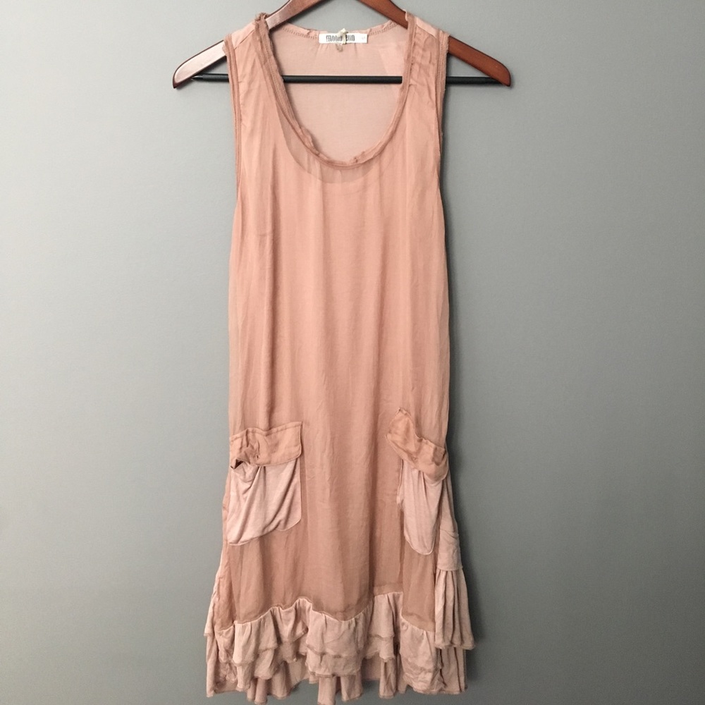 NWT Pink Layer Dress With Pockets and Ruffles
