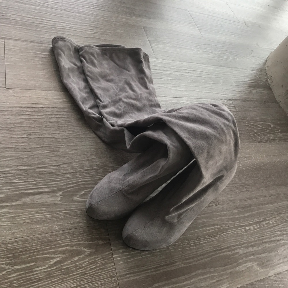Gray over the knee boots