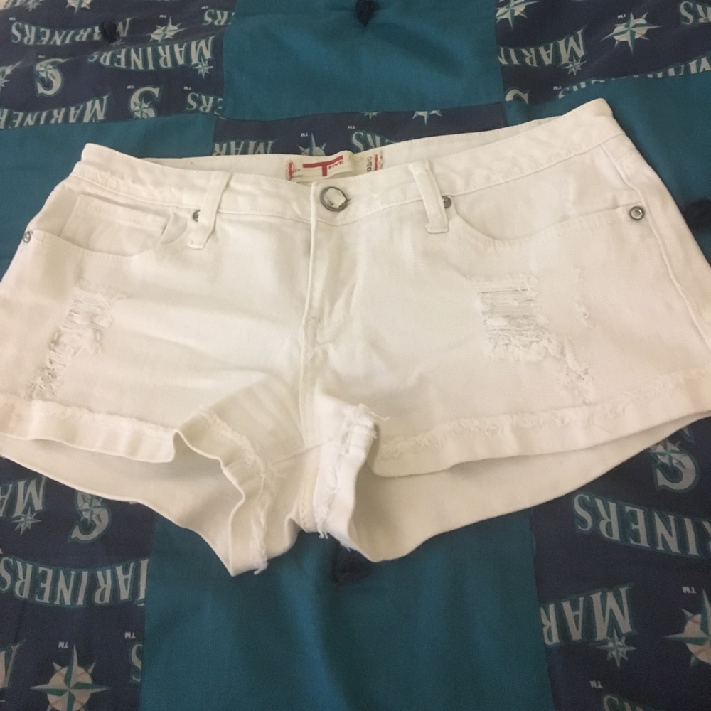 White destroyed shorts