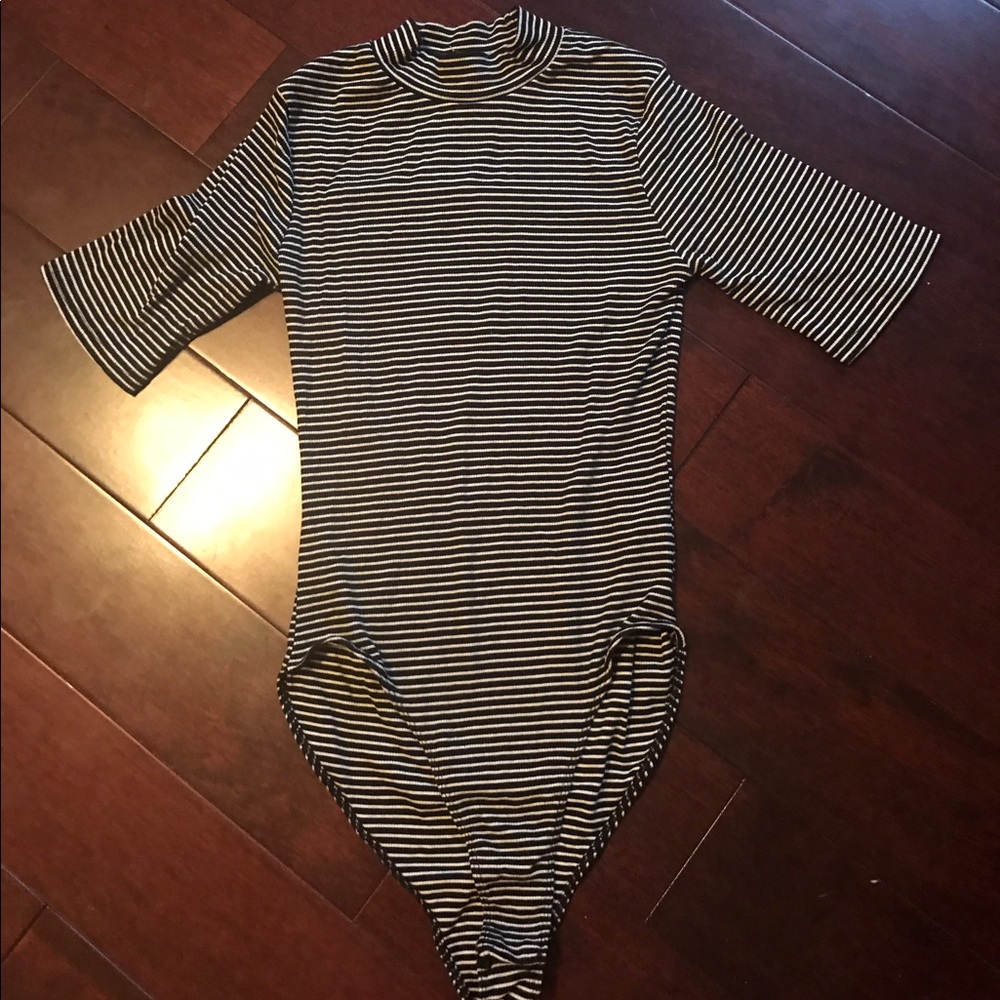 NWOT Black/White Striped Bodysuit