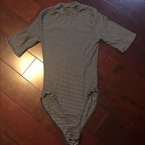 NWOT Black/White Striped Bodysuit