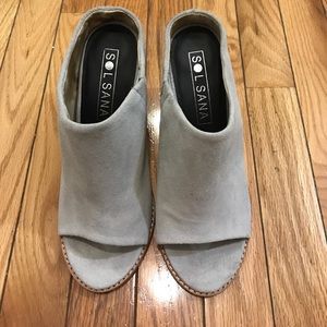 Sol Sana Dove Grey peep toe  suede mules
